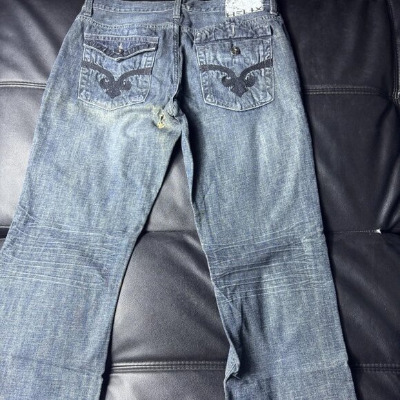 Helix Men’s Relaxed Bootcut Jeans 36x34 Blue Western Rodeo Denim Embroidered - Picture 2 of 13